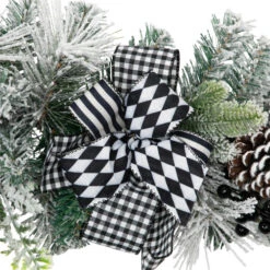 Northlight Flocked Pine With Harlequin Ornaments And Bows Artificial Christmas Garland - 6' X 8" - Unlit -Festival northlight sm97260 04 26655.1726712129