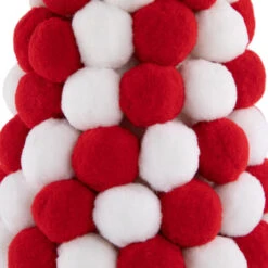 Northlight Pom Pom Cone Tree Christmas Decoration - 13" - White And Red -Festival northlight tr95020 4 32257.1700500044