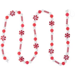 Northlight 6' Red And White Frosted Peppermint Candy Christmas Garland, Unlit