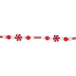 Northlight 6' Red And White Frosted Peppermint Candy Christmas Garland, Unlit -Festival northlight tr95022 4 95395.1700586252