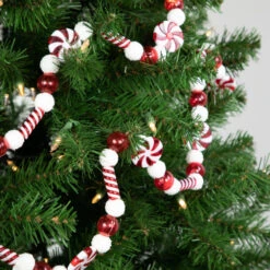 Northlight 6' Red And White Frosted Peppermint Candy Christmas Garland, Unlit -Festival northlight tr95022 styled20on20tree 31843.1700586252