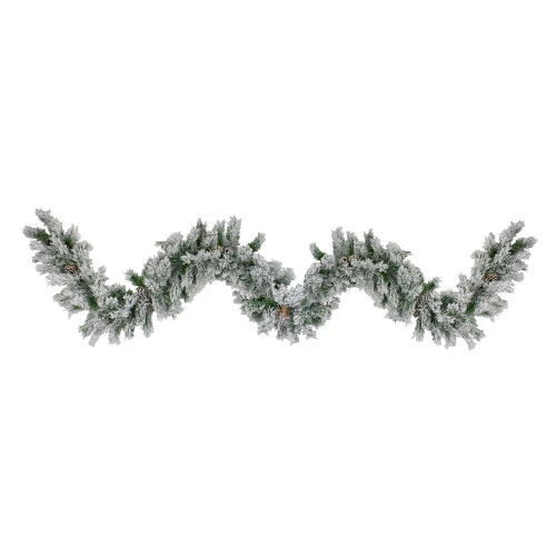 Northlight Flocked Angel Pine Artificial Christmas Garland With Pinecones - 9' X 10" - Unlit 3 Northlight Flocked Angel Pine Artificial Christmas Garland With Pinecones - 9' X 10" - Unlit