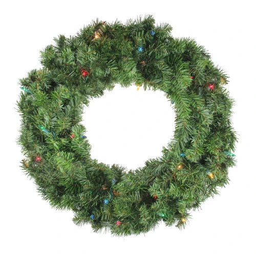 Northlight Pre-Lit Canadian Pine Artificial Christmas Wreath - 24" - Multi Lights 3 Northlight Pre-Lit Canadian Pine Artificial Christmas Wreath - 24" - Multi Lights