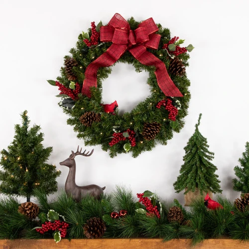 Northlight Pre-Lit Battery Operated Canadian Pine Christmas Wreath - 24" - Clear LED Lights 5 Northlight Pre-Lit Battery Operated Canadian Pine Christmas Wreath - 24" - Clear LED Lights - Image 3