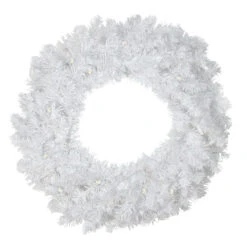 Northlight Pre-Lit Battery Operated White Pine Christmas Wreath - 24" - LED Candlelight Lights