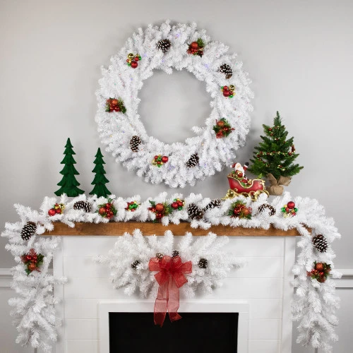 Northlight Pre-Lit White Pine Battery Operated Christmas Wreath - 36" - Multicolor LED Lights 4 Northlight Pre-Lit White Pine Battery Operated Christmas Wreath - 36" - Multicolor LED Lights - Image 2