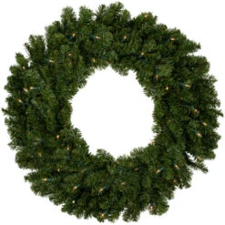 Northlight Pre-Lit Canadian Pine Artificial Christmas Wreath - 30" - Clear Lights