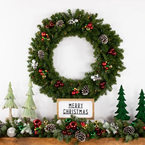 Northlight Pre-Lit Canadian Pine Artificial Christmas Wreath - 36" - Multi Lights 5 Northlight Pre-Lit Canadian Pine Artificial Christmas Wreath - 36" - Multi Lights - Image 3