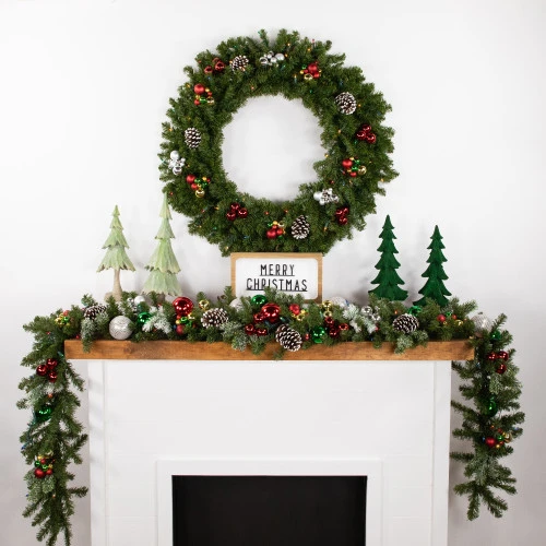 Northlight Pre-Lit Canadian Pine Artificial Christmas Wreath - 36" - Multi Lights 4 Northlight Pre-Lit Canadian Pine Artificial Christmas Wreath - 36" - Multi Lights - Image 2