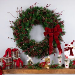 Northlight Pre-lit Royal Oregon Pine Artificial Christmas Wreath - 36" - Clear Lights -Festival northlight v159282c20v159292c20v15938 styled202 95851.1692804207