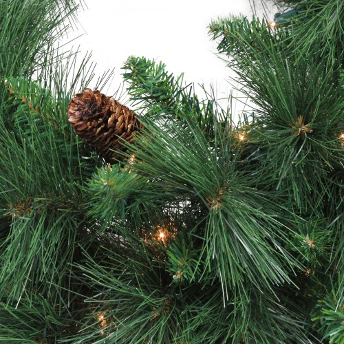 Northlight Pre-Lit White Valley Pine Artificial Christmas Wreath - 24" - Clear Lights 4 Northlight Pre-Lit White Valley Pine Artificial Christmas Wreath - 24" - Clear Lights - Image 2