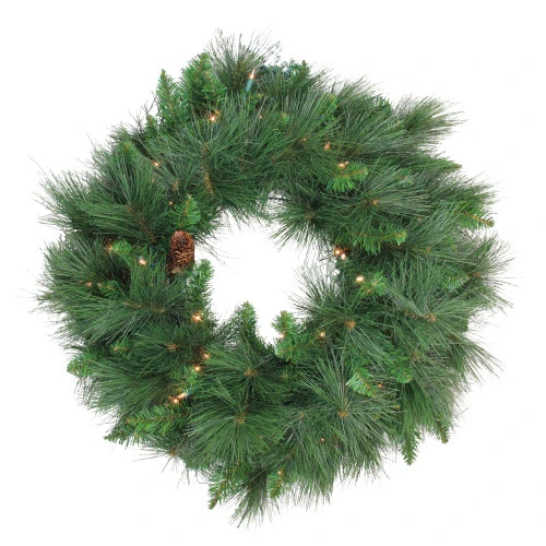 Northlight Pre-Lit White Valley Pine Artificial Christmas Wreath - 24" - Clear Lights 3 Northlight Pre-Lit White Valley Pine Artificial Christmas Wreath - 24" - Clear Lights