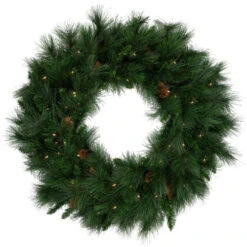 Northlight Pre-Lit White Valley Pine Artificial Pinecone Christmas Wreath - 36" - Clear Lights