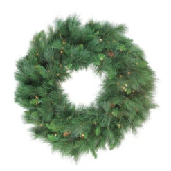 Northlight Pre-lit White Valley Pine Artificial Christmas Wreath - 48" - Clear Lights