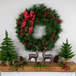 Northlight Pre-Lit White Valley Pine Artificial Pinecone Christmas Wreath - 36" - Clear Lights -Festival northlight v15936 styled 2 20863.1690296404