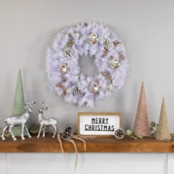 Northlight Icy White Iridescent Spruce Artificial Christmas Wreath, 24-Inch, Unlit -Festival northlight v87063 styled 2 51081.1690296408