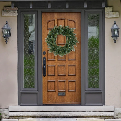 Northlight Real Touch™? Pre-Lit Blue Spruce Artificial Christmas Wreath - 24" - Clear Lights 4 Northlight Real Touch™? Pre-Lit Blue Spruce Artificial Christmas Wreath - 24" - Clear Lights - Image 2