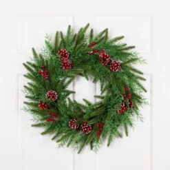Northlight Real Touch™? Wind River Fir With Glittered Pinecones Artificial Christmas Wreath - 24" - Unlit