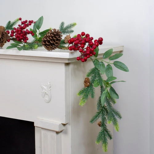 Northlight 5' X 4.75" Pine Springs, Berries And Pine Cones Artificial Christmas Garland - Unlit 4 Northlight 5' X 4.75" Pine Springs, Berries And Pine Cones Artificial Christmas Garland - Unlit - Image 2