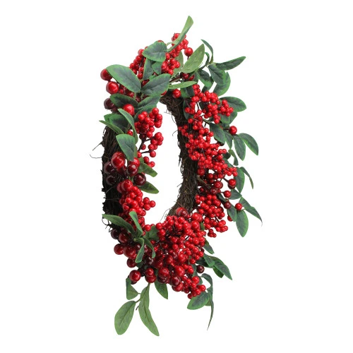 Northlight Red Berries And Two-Tone Green Leaves Artificial Christmas Wreath - 18-Inch, Unlit 7 Northlight Red Berries And Two-Tone Green Leaves Artificial Christmas Wreath - 18-Inch, Unlit - Image 5