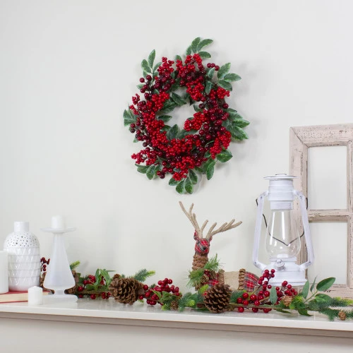 Northlight Red Berries And Two-Tone Green Leaves Artificial Christmas Wreath - 18-Inch, Unlit 4 Northlight Red Berries And Two-Tone Green Leaves Artificial Christmas Wreath - 18-Inch, Unlit - Image 2