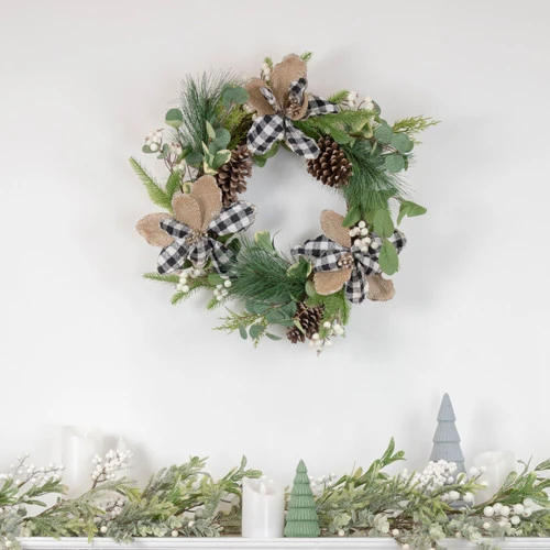 Northlight Magnolia And Frosted Pine Cones Artificial Christmas Wreath - 22-Inch, Unlit 4 Northlight Magnolia And Frosted Pine Cones Artificial Christmas Wreath - 22-Inch, Unlit - Image 2