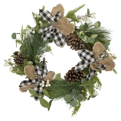 Northlight Magnolia And Frosted Pine Cones Artificial Christmas Wreath - 22-Inch, Unlit 3 Northlight Magnolia And Frosted Pine Cones Artificial Christmas Wreath - 22-Inch, Unlit