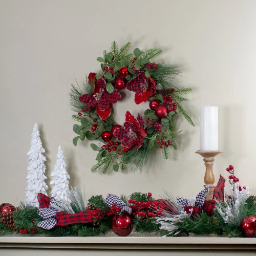 Northlight Magnolia And Red Berries Artificial Christmas Wreath - 22-Inch, Unlit 4 Northlight Magnolia And Red Berries Artificial Christmas Wreath - 22-Inch, Unlit - Image 2