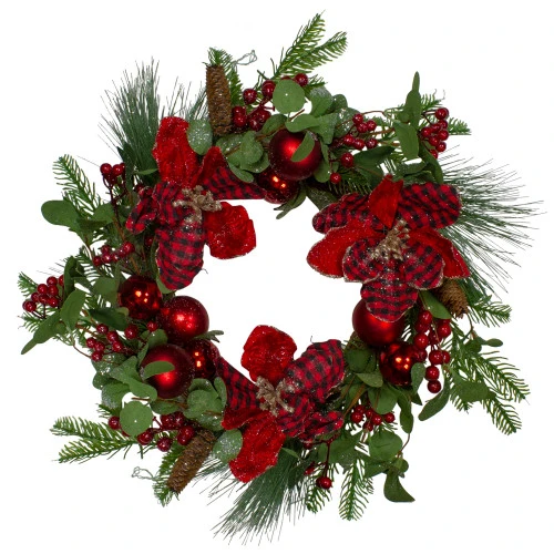 Northlight Magnolia And Red Berries Artificial Christmas Wreath - 22-Inch, Unlit 3 Northlight Magnolia And Red Berries Artificial Christmas Wreath - 22-Inch, Unlit