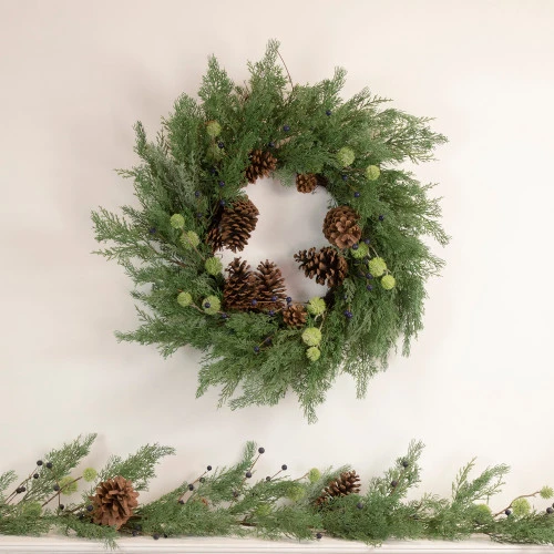 Northlight Pinecones And Blueberries Artificial Christmas Wreath, 28-Inch, Unlit 4 Northlight Pinecones And Blueberries Artificial Christmas Wreath, 28-Inch, Unlit - Image 2