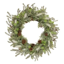 Northlight Frosted Pine And Pinecone Christmas Wreath, 30-Inch, Unlit
