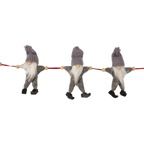 Northlight 30" Gray And White Knit Gnome Novelty Christmas Garland 5 Northlight 30" Gray And White Knit Gnome Novelty Christmas Garland - Image 3