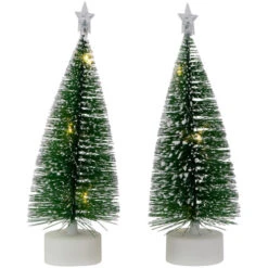Northlight LED Lighted Mini Bottle Brush Pine Christmas Village Trees - Warm White - Set Of 2 -Festival northlight xh99387 2 72855.1698958252