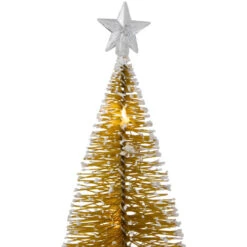 Northlight LED Lighted Mini Bottle Brush Pine Christmas Village Trees - Gold Finish - Set Of 2 -Festival northlight xh99388 3 65891.1698958254