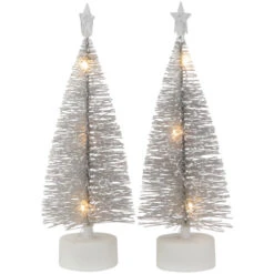 Northlight LED Lighted Mini Bottle Brush With Star Topper Christmas Village Trees - Set Of 2 -Festival northlight xh99389 2 66835.1698958254