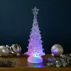 Northlight LED Lighted Acrylic Christmas Tree With Star Decoration - 12" - Multicolor Lights