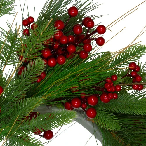 Northlight Real Touch™? Mixed Pine And Berry Artificial Christmas Wreath - 24" - Unlit 4 Northlight Real Touch™? Mixed Pine And Berry Artificial Christmas Wreath - 24" - Unlit - Image 2