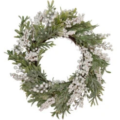 Northlight Artificial Christmas Wreath With Frosted Foliage And Berries, 20-Inch, Unlit