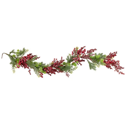Northlight 5' X 8" Frosted Red Berry And Pine Artificial Christmas Garland, Unlit 3 Northlight 5' X 8" Frosted Red Berry And Pine Artificial Christmas Garland, Unlit