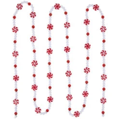 Northlight 9' Red And White Peppermint Candy Beaded Christmas Garland, Unlit