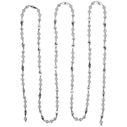 Northlight 9' Silver Shiny And Matte Beaded Christmas Garland 3 Northlight 9' Silver Shiny And Matte Beaded Christmas Garland