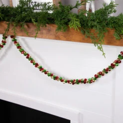 Northlight 5' Green, Gold And Red Jingle Bell Christmas Garland, Unlit -Festival northlight ys28302 styled20on20fireplace 2 33623.1686143934