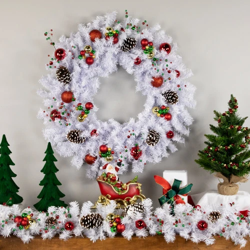 Northlight Crystal Spruce Artificial Christmas Wreath - 24" - White - Unlit 5 Northlight Crystal Spruce Artificial Christmas Wreath - 24" - White - Unlit - Image 3
