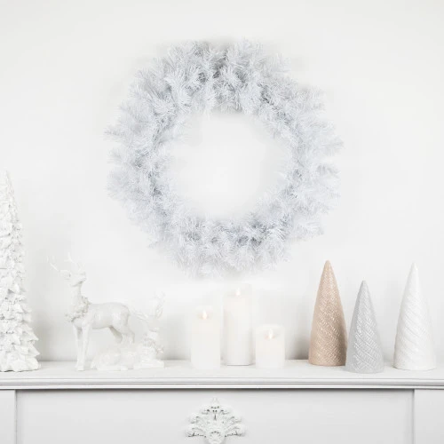 Northlight Crystal Spruce Artificial Christmas Wreath - 24" - White - Unlit 9 Northlight Crystal Spruce Artificial Christmas Wreath - 24" - White - Unlit - Image 7