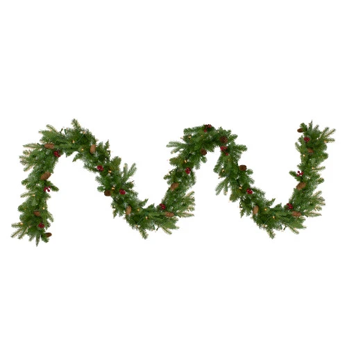 Northlight Real Touch™? Pre-Lit Mixed Winter Berry Pine Artificial Christmas Garland - 9' X 12" - Clear Lights 3 Northlight Real Touch™? Pre-Lit Mixed Winter Berry Pine Artificial Christmas Garland - 9' X 12" - Clear Lights