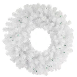 Northlight Pre-Lit Geneva White Spruce Artificial Christmas Wreath, 24-Inch, Green Lights