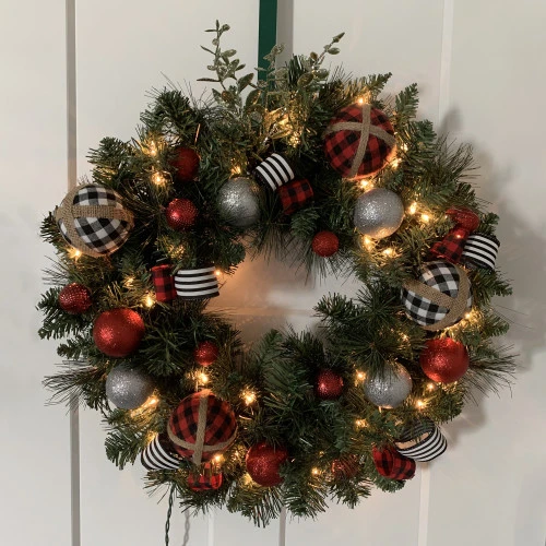 Northlight Mixed Beaver Pine Artificial Christmas Wreath, 24-Inch, Clear Lights 6 Northlight Mixed Beaver Pine Artificial Christmas Wreath, 24-Inch, Clear Lights - Image 4