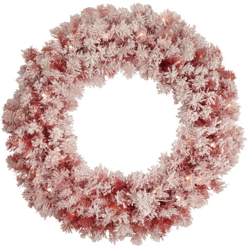 Northlight Pre-Lit Flocked Red Artificial Christmas Wreath, 36 Inch, Clear Lights 3 Northlight Pre-Lit Flocked Red Artificial Christmas Wreath, 36 Inch, Clear Lights