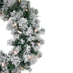 Northlight Pre-Lit Flocked Snow White Artificial Christmas Wreath, 24-Inch, Clear Lights -Festival northlight z92859 2 00670.1666942968