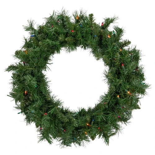 Northlight Pre-lit Chatham Pine Artificial Christmas Wreath, 24-Inch, Multi-Color Lights 3 Northlight Pre-lit Chatham Pine Artificial Christmas Wreath, 24-Inch, Multi-Color Lights